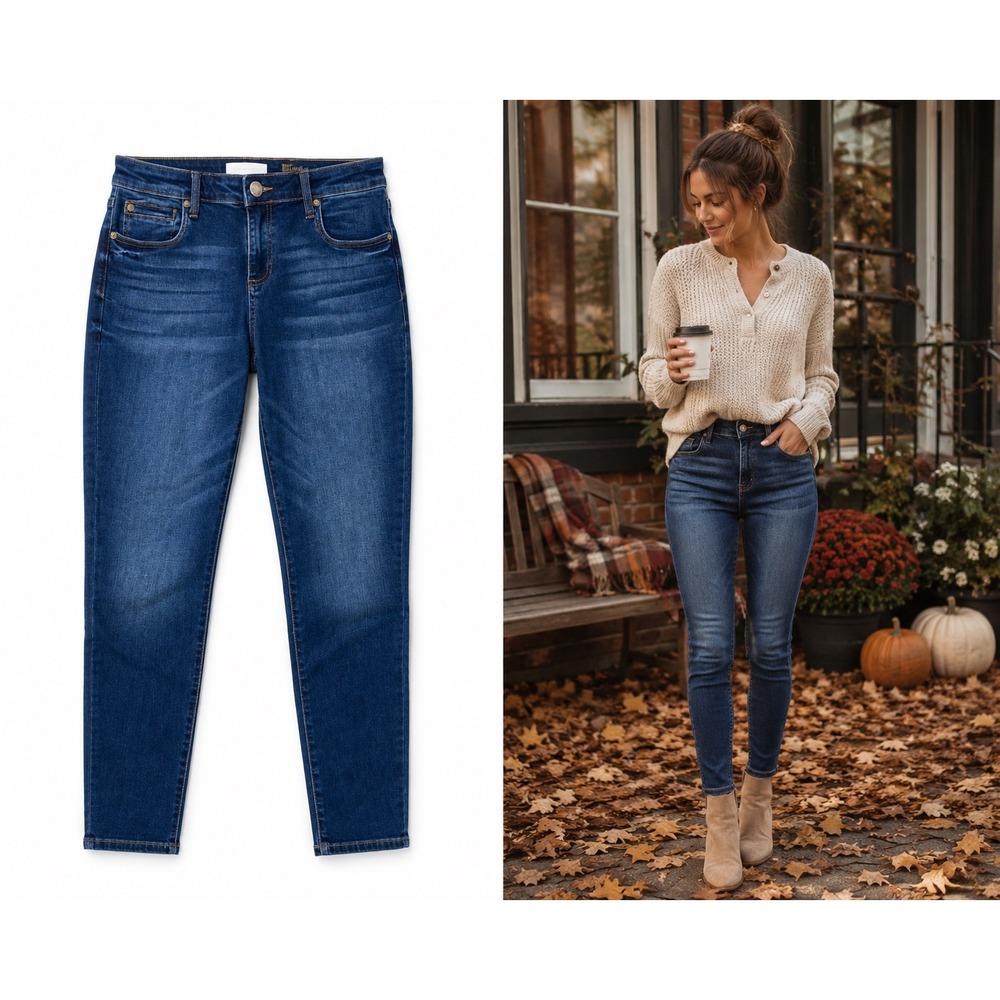 Kut from the Kloth Fall Chic Toothpick Skinny Jeans Dark Wash Blue Denim 12S